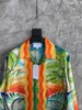 Men's Casual Shirts A Men's Men Huakai Prints Long Sleeve Silk Shirt