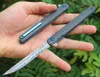 Top Kwaliteit Flipper Pocket Knife VG10 Damascus Stalen druppelpunt Blade G10   Koolstofvezelgreep Kogellager snel open vouwmessen