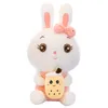 40cm Cute Plush Dolls Toys Easter Legged Bunny With Milk tea Cup Stuffed Plush Animals Soft Pink Lying Noble Doll Pillow Cushion Gift Open Surprise www