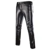 Men's Pants Richkeda Store 2022 Mens Skinny Shiny Gold Silver Black PU Leather Motorcycle Men Nightclub Stage For SingersMen's