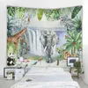 Tropical Rainforest Landscape Background Decoration Carpet Wall Cladding Curtains Nordic Bohemian Hippie J220804