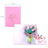 Mothers Day gratulationskort Postcard 3D Pop Up Flower Tack mamma Happy Birthday Inbjudan Anpassade gåvor Bröllopspapper RRD6814