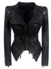 New Fashion Women Wromp Motorcycle Faux Leather Jacket