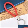 Key Rings Jewelry Wholesale Price Pu Leather Braided Woven Rope Diy Bag Pendant Keychain Holder Car Keyring Men Women Keychains Drop Deliver