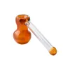 Chinafairprice Y154 Stand Smoking Pipe Calabash Style Bowl Clear Handle Colored Mouth Dab Rig Glass Pipes