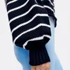 Kadın Sweaters Sonbahar Kış Kadınlar Örme Süveter 2022 Moda Çizgili Sıcak Kısa Krop Gevşek Uzun Kollu Sokak Sokak Dış Gezerler