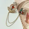 Vintage Kristall Perle Krone Anker Brosche Luxus Schmuck Stern Quaste Kette Revers Pin Anzug Hemd Kragen Pins Corsage Zubehör