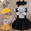 Summer Kids Clothing Sets recém -nascidos menina xadrez touvente bow tout size saia para fiagem de cabeça de fiagem 2pcs