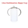 Sublimation Sippy Mug Cup With Flat Lids Handle Lids Stainless Steel Tumblers Double Insulated Mugs Kids Cups DHL FREE YT199502