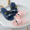 Lindas pantuflas con orejas de gato para mujer, sandalias deslizantes de verano para baño interior para mujer, zapatos planos para el hogar, zapatillas para amantes de los hombres, zapatillas 220620