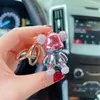 Luxury Key Chains Creative Rhinestone Gradient Sitting Bear Keychain Fashion Animal Keyring for Women Cartoon Resin Car Pendant Cute Bag Charm Holder Couple Gifts