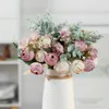 Dekorativa blommor kransar praktiska konstgjorda rosblomma UV-resistenta realistiska långa stamblommor arrangemang blommorekorativ