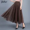 Jielur Skirts Autumn 3 Layers Princess Tulle Mesh Pleated Skirt Saia Female Jupe Summer Tutu Faldas Mujer Moda 220322