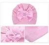 Baby Girl beanies Spring Fall Newborn Hats With Bow Beads Design Solid Color Infant Kids Hat & Cap