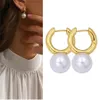 Boucles d'oreilles à tige en perles brillantes pour femmes, romantiques, simples, tendance, joli accessoire d'oreille, cadeaux de vacances, cerceau créatif, accessoires de luxe, bijoux de haute qualité