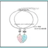 Charm Bracelets Jewelry 2Pcs/Set Fashion Initial Friends Necklaces Sequin Heart Broken Stitching Pendant Chain Bff Friendship Women Drop Del