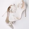 Casamento de noiva Maisel pérola branca embelezada sandálias sapatos mulheres tira de tornozelo salto alto lady gladiator sandalias eu35-42 com caixa
