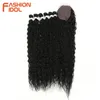 Fashion Idol Afro Kinky Curly Hair z zamknięciem dla czarnych kobiet miękki 30 cali Ombre Golden Syntetyczne włosy odporne na ciepło 220622