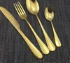 4 Piece/Set Gold Color rostfritt stål Neriuppsättningar Knivgaffel tesked bestick Set Tabelleriset Set BBB14994