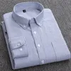 Ox Mens Striped Shirt Long Sleeve Cotton Business Casual Male Social Dress Shirts Flannel Button Up Longsleeve for Men 220401