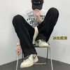 Ice Silk Men's Casual Baggy Pants Fashion Solid Color Male Streetwear Trousers Korean Style Hip Hop Branded Man Clothing