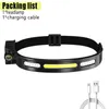 Outdoor Waterproof COB LED Headlamp Portable Rechargeable Built-in Battery Camping Lamp Red Warning Fishing Light