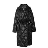 Возможно, у женщин черно -бежевый холодный миди -миди -длинный воротник с воротником элегантный стеганый пальто Puffer C0248 201214