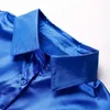 Vrouwen Elegant Satijn Effen Lange Mouw Blouses Vrouwelijke Chic Vintage Blauw Groen Casual Loszittende Buttons Down Shirts Tops W220321