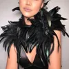 Scarves Black Natural Feather Shrug Shawl Shoulder Wraps Cape Gothic Collar Cosplay Party Body Cage Harness Bra Belt Fake2009068