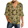 Camisas casuais masculinas Chegadas de roupas de cor para homens harakuju art roupas étnicas Padrões sólidos colar de gola francesa retirada