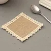 Square Lace Placemat Linen Heat Resistant Cup Mats Bar Restaurant Coffee Beverage Mat Kitchen Dining Table Decoration Multi Size BH6528 TYJ