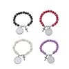 Crafts Gifts Metal Pendants 4 colors Sublimation bracelet Heat Transfer Pendant Rosary bead bracelet Cross Jesus LK11105