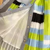 Robes décontractées Mode Turn Down Col Chemise Patchwork Imprimer Midi Robe Plissée Haute Qualité Piste D'été Designer Femme VêtementsCasual