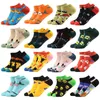 Men's Socks Cotton Mens Harajuku Unisex Fashion Art Oil Painting Cartoon Fruit Animal Hamburger Sushi Casual Ankle Low Cut WomenMen's