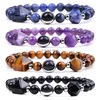 Faceted Stone Amethyst rose quartz Tiger Eye Bracelet Yoga Obsidian sodalite Pyramid beaded Bracelets women men fashion jewelry