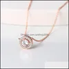 Pendentif Colliers Pendentifs Bijoux Zhouyang Mariage Pour Femmes Classique Rond Micro Mosaïque Cubique Zircone Dhefh