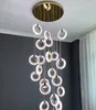 Compound attico acrilico lampadario soggiorno sala da pranzo scala lampada decorazione sala espositiva lampadario corda industriale