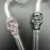 Glass Oil Burner Pipe Ball OD 30mm Skull Head Design Curved Bent Oil Tobacco Dry Herb Burning Handle Nail Pipes