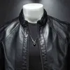 Demanke 2022 Mens Faux Leather Jacket Motorcykelstativ Kull PU JACKE ANTI-WIND MOTORCYCLE LAPEL DIAGONAL DUMPER JACKETS 5XL L220801