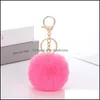 Porte-clés Bijoux Belles Porte-clés Femmes Pom Poms Faux Rex Fourrure De Lapin 8Cm Chaînes À Billes Fille Sac Accrocher Anneau De Voiture Pendentif Drop De Dh0R9