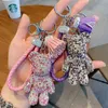 Rhinestone Key Ring Bear Bulldog Punk French Dog Car Pendant Wallet Llaveros Mujer Jewelry Gift Accessories