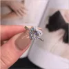 Clusterringen 6 Hartronde Cut D VVS1 Moissanite 925 Silver Ring Diamond Test Passed Fashion Claw Setting Women Giftcluster