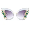 Солнцезащитные очки кошачьи глаза алмаз негабаритный женщин 2022 металлическая рама классические солнцезащитные шторы мужчины ретро модные зеркало очки UV400Sunglasses