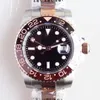 ساعات رجالي من الفولاذ St9 بلونين من Everose Root Beer Brown GMT وظيفة أوتوماتيكية بإطار سيراميك أسود 40 مللي متر من الياقوت الكريستالي