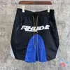 3m 반사 Rhude 반바지 편지 인쇄 색상 블록 드로우 스트링 크롭 바지 남성 여름 캐주얼 느슨한 해변