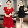 Moda coreana elegante vestido de mulher de chiffon plus size 5xl Slim Summer Women S Ruffles camadas es vestidos casual 220613