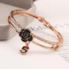 Bangle Fashion Emale Camellia Bangles for Women Crystal Letter 5 Браслет Свадебные украшения Pulseira Z093banglebanglebangle