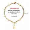 Charm Bracelets MinaMaMa Adjustable Stainless Steel Paperclip Chain Lock Bracelet For Woman Padlock Hip Hop JewelryCharm
