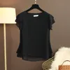 Новая летняя женская блузка, свободная шифоновая рубашка с круглым вырезом, женская блузка с коротким рукавом, рубашки большого размера, женские топы и блузки, топ
