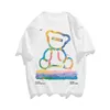 New Summer Mens T-shirts Fashion Casual Bear Print Top Loose Round Neck Cotton Reflective Short Sleeve Personality Street Style Pullover Ice Silk Cool Clothes